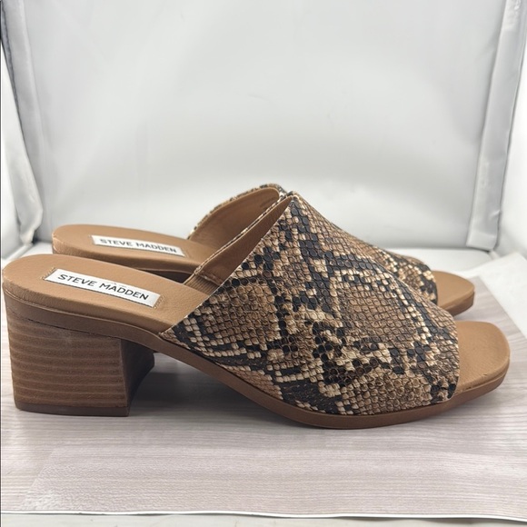 Steve Madden Brown Snake Print Mules - Picture 6 of 6